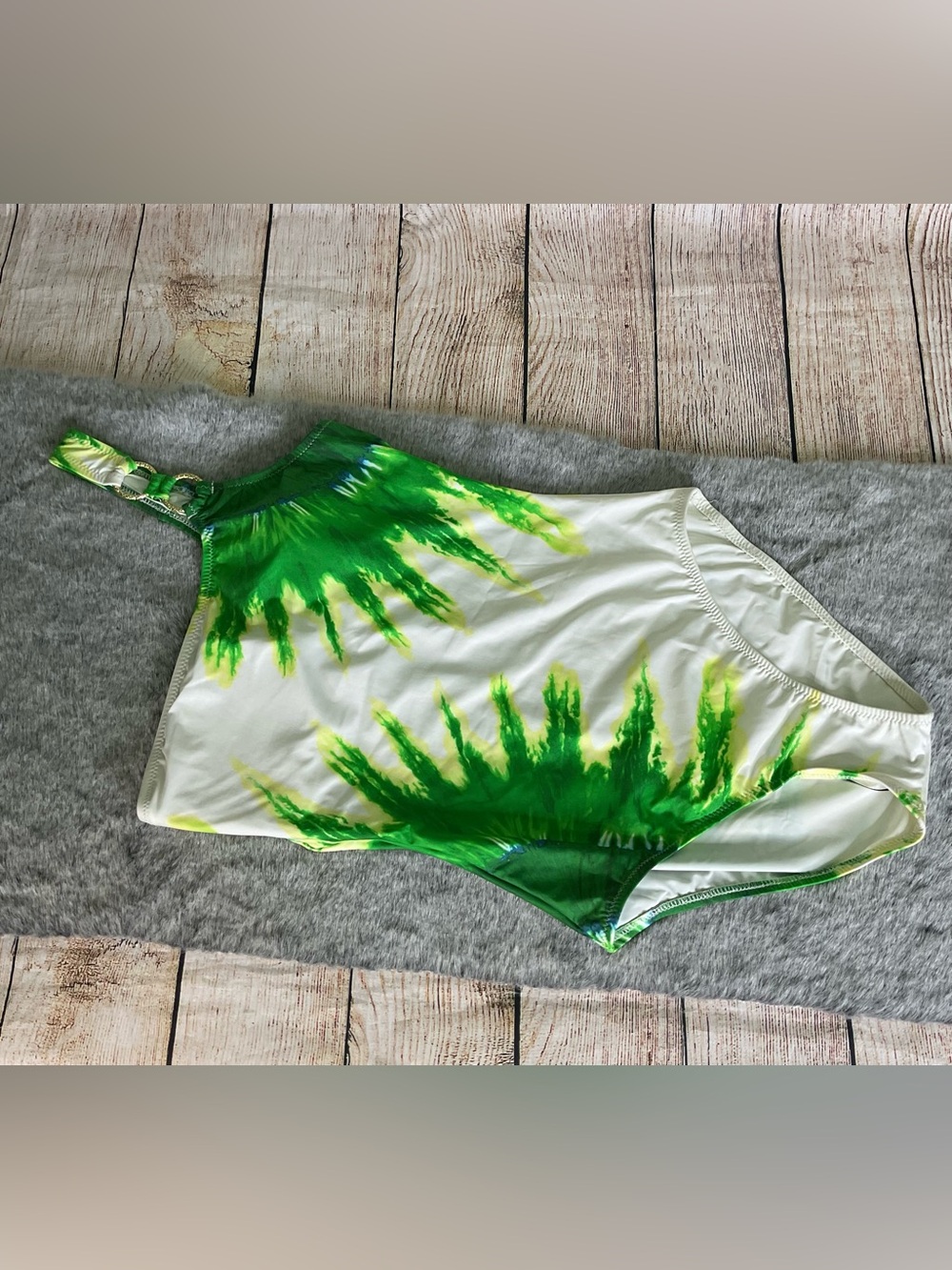 NWT Trina Turk Green & White One Shoulder Strap Tie-Dye One-Piece Size 6